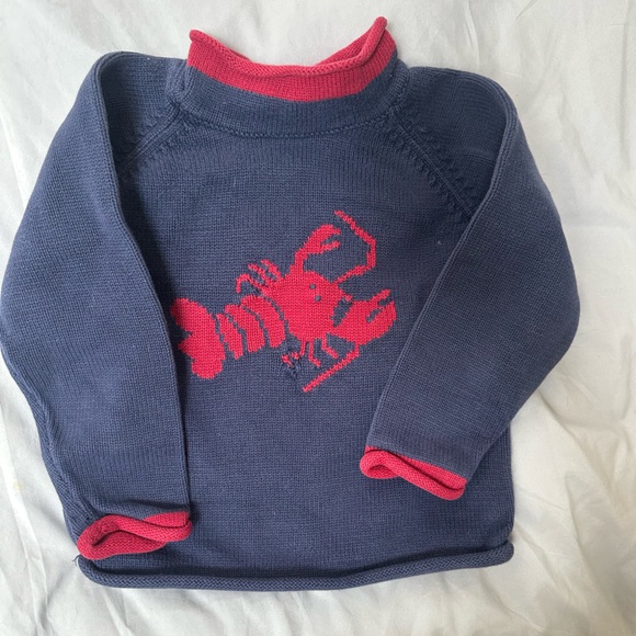 L.L. Bean Other - Vintage Toddler AMAZING L.L Bean lobster Navy and Red Knit Sweater size 4T